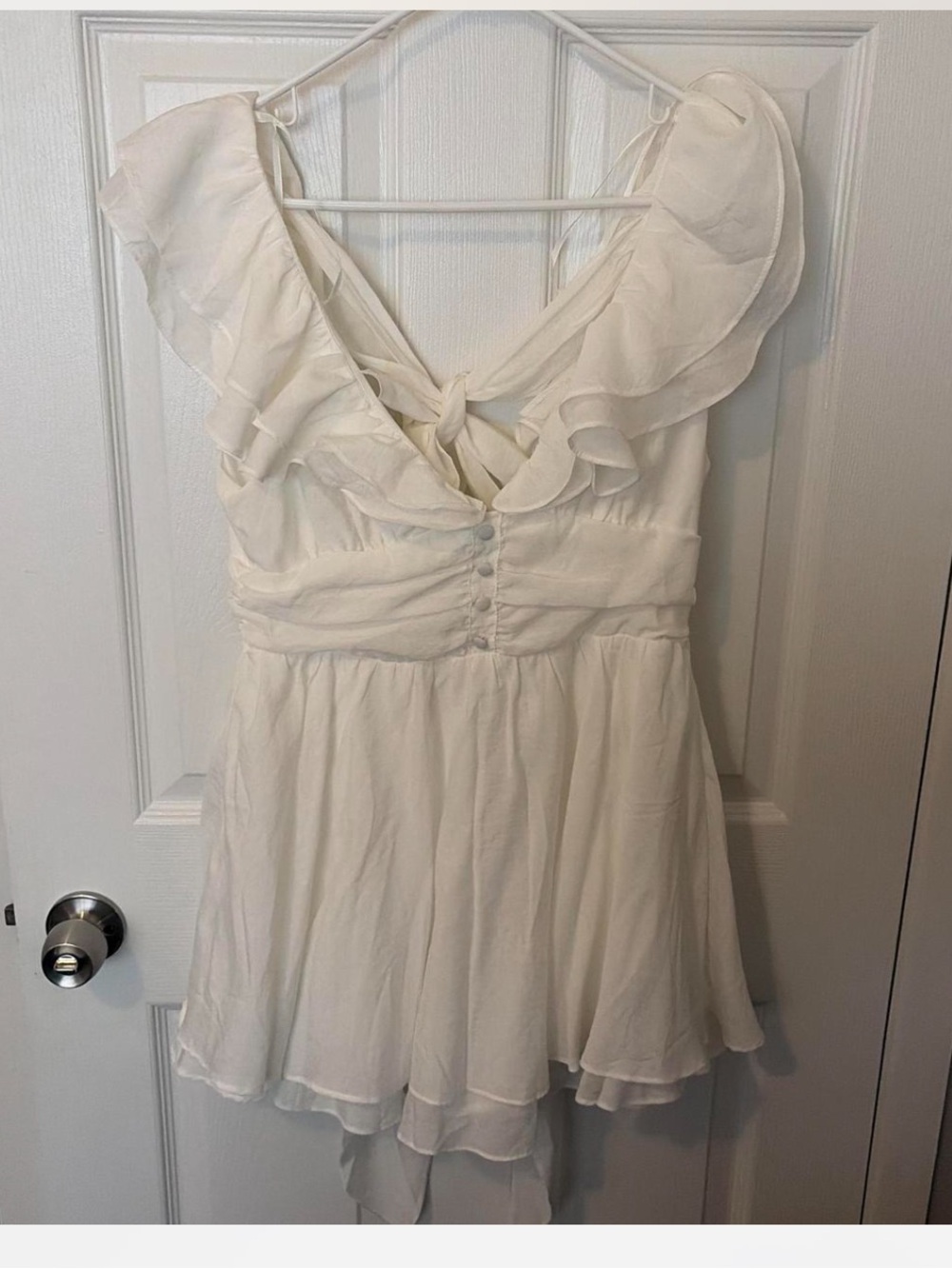 Selfie Leslie Cream Ruffled Mini Dress